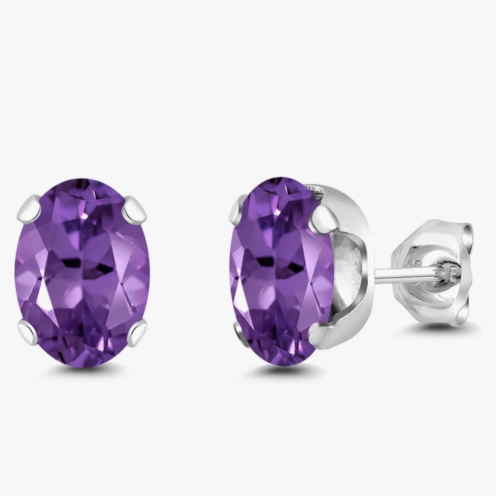 Sterling Silver Earrings with Amethyst Stone